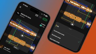 Two smartphones with the Spotify Mixed Playlist interface 
