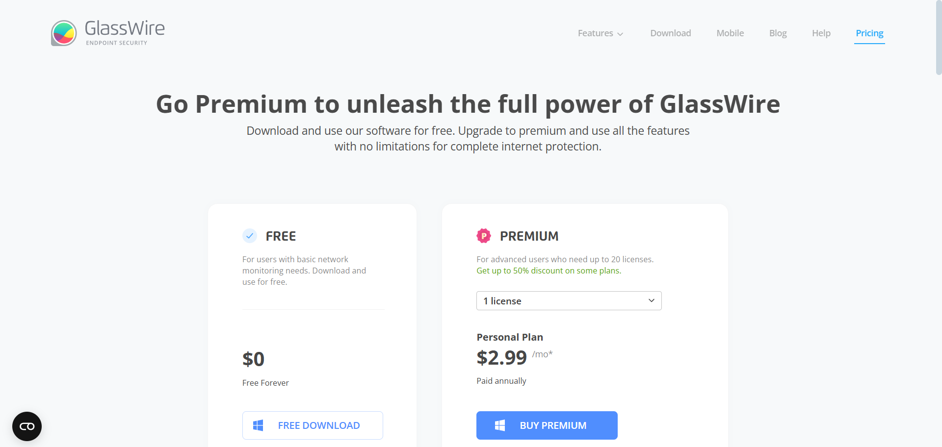 GlassWire pricing