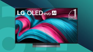 LG C5 OLED TV on blue background