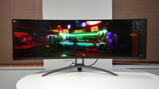 AOC Agon AG493UCX2 on a white table