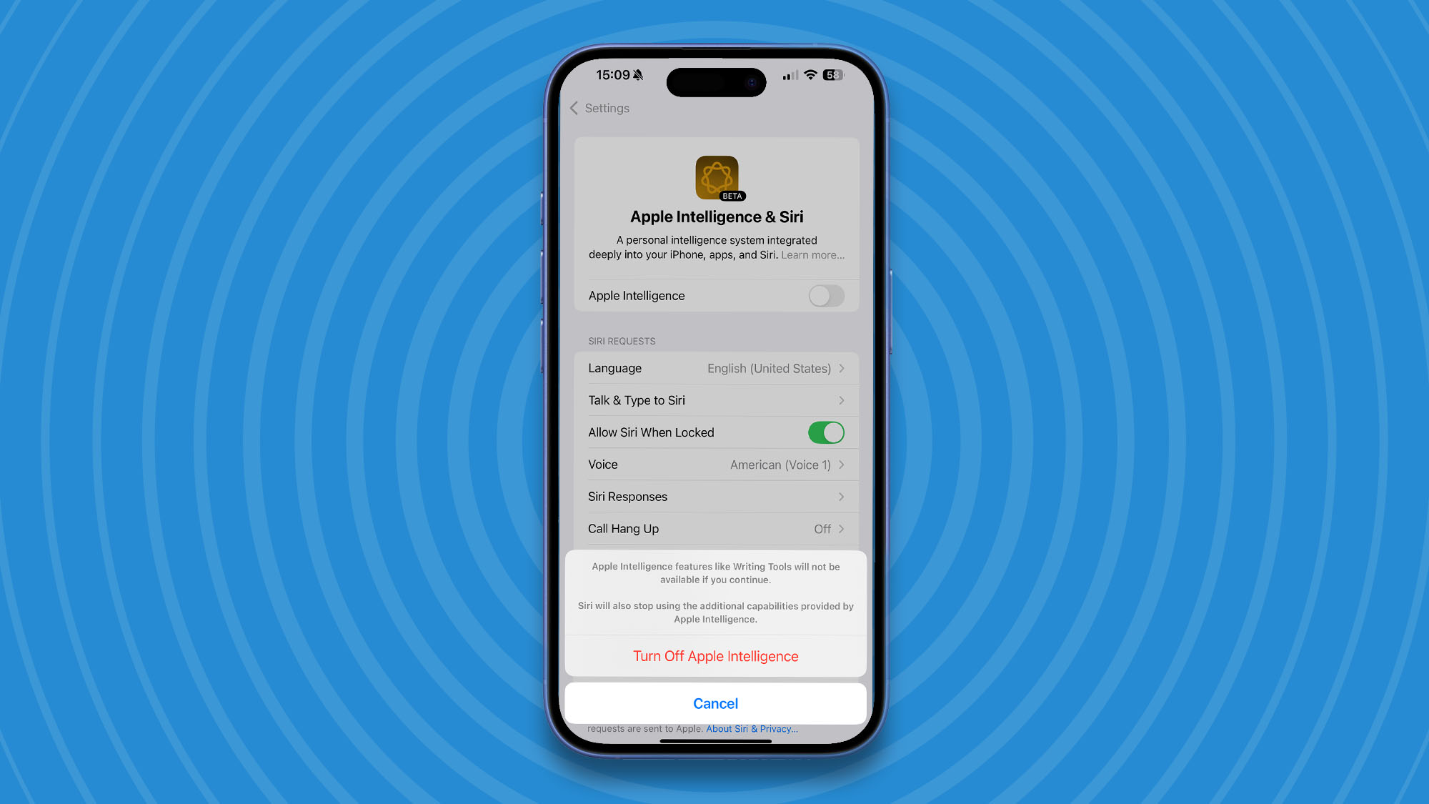 Turn off Apple Intelligence step 2