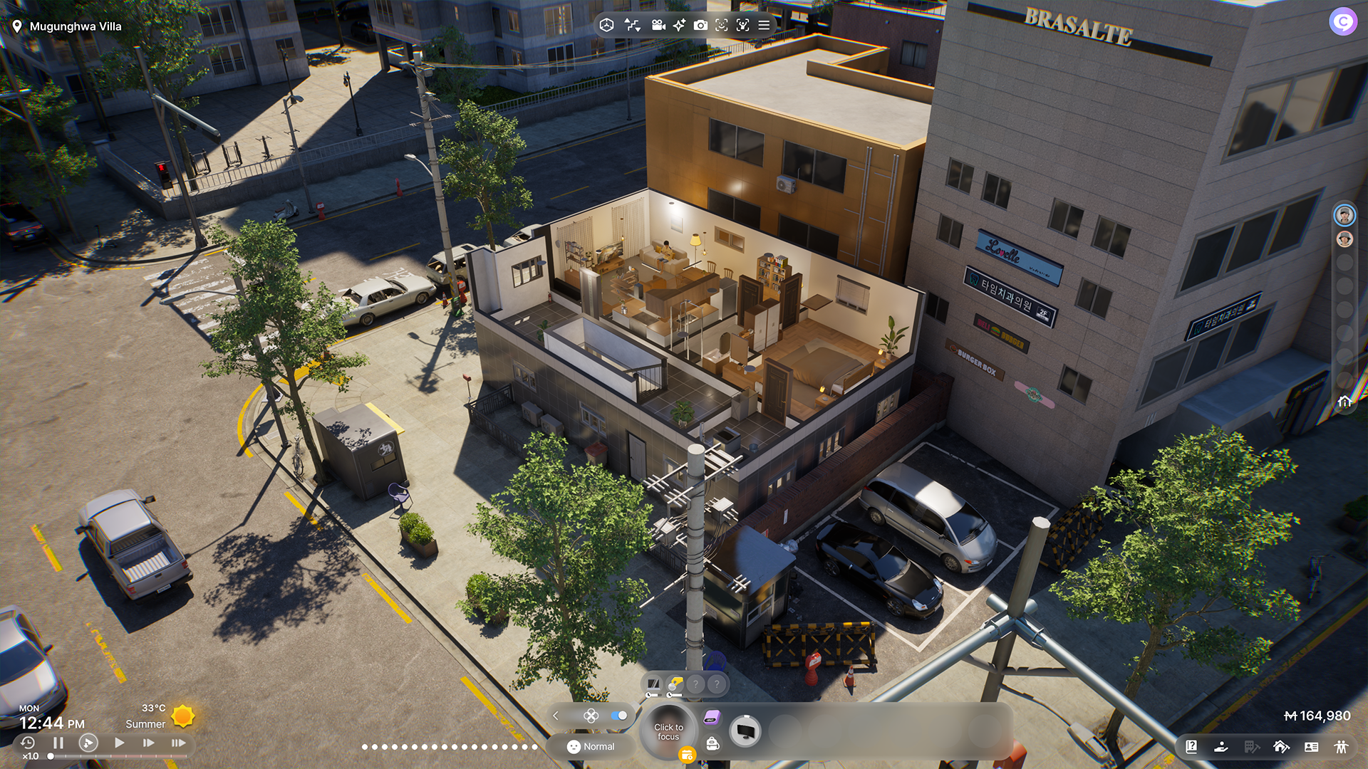 A top-down view of a building in inZOI.