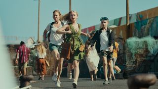 (L to R) Ingrid Bols&oslash; Berdal as Jennifer, Alma G&uuml;nther as Sara and Bernard Storm Lager as Tobias running in La Palma.