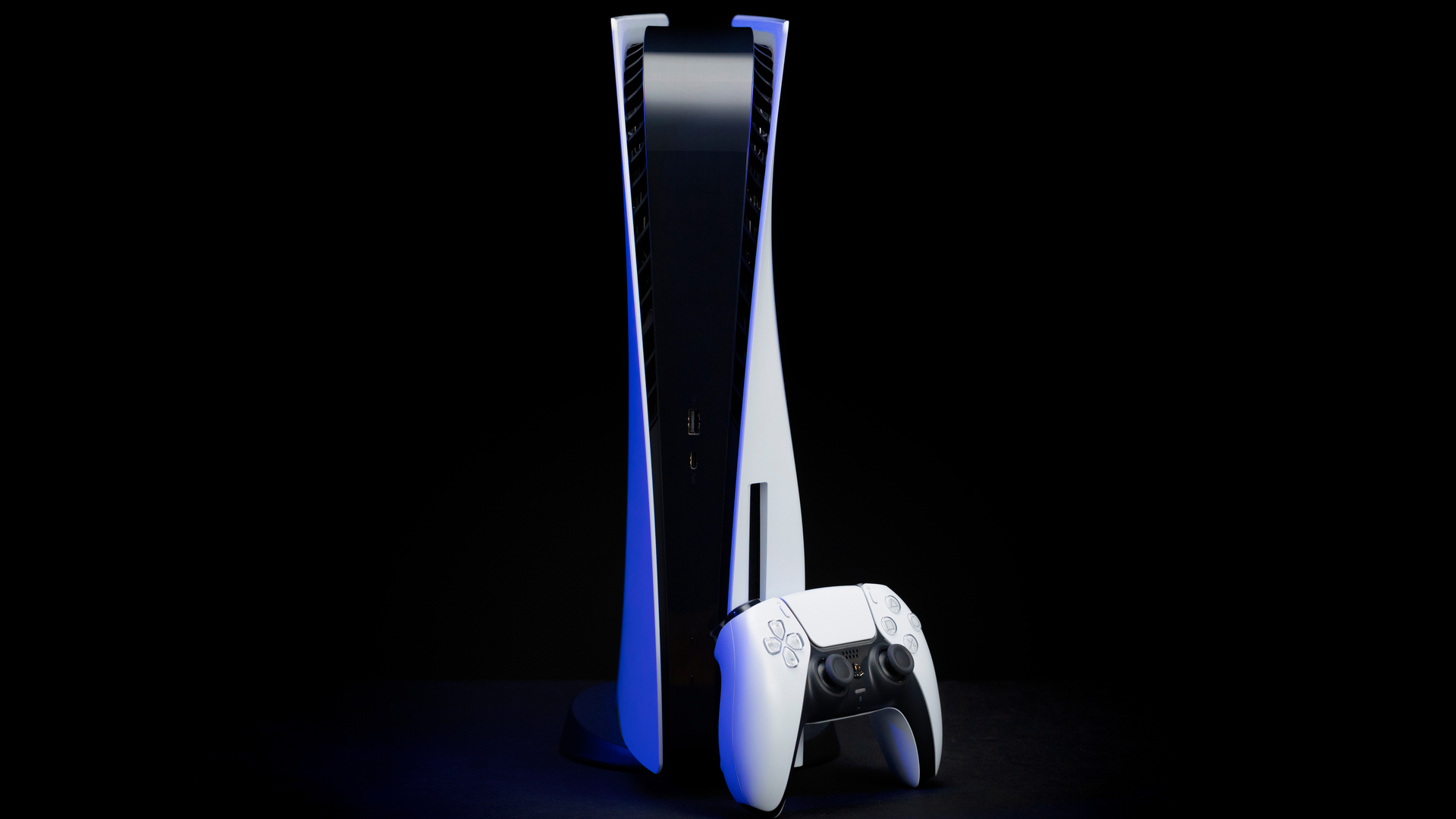 PS5 against a black background