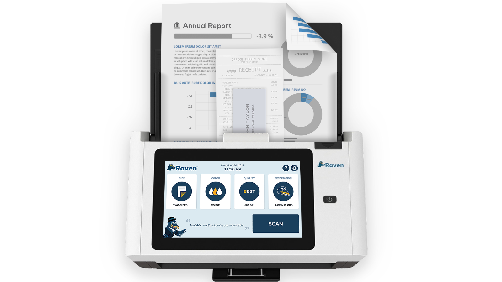 Raven Pro Document Scanner in white