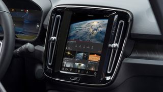 YouTube playing on the screen in a Volvo C40
