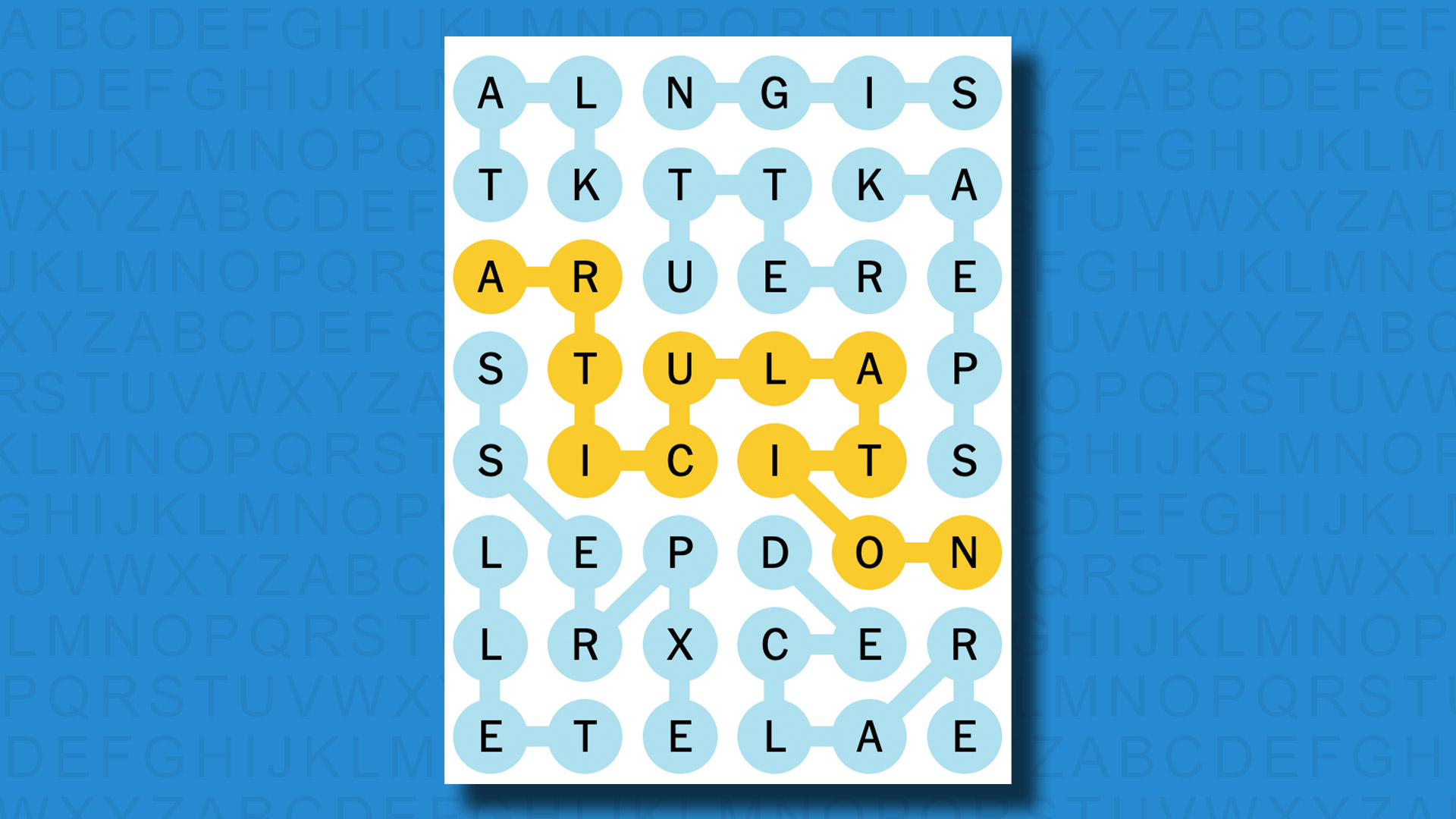 NYT Strands answers for game 124 on a blue background