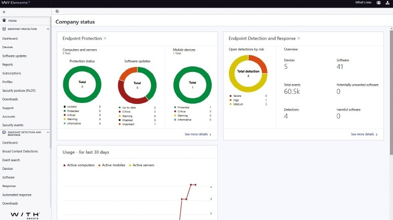 Desktop screenshot of the Endpoint Detection and Response features