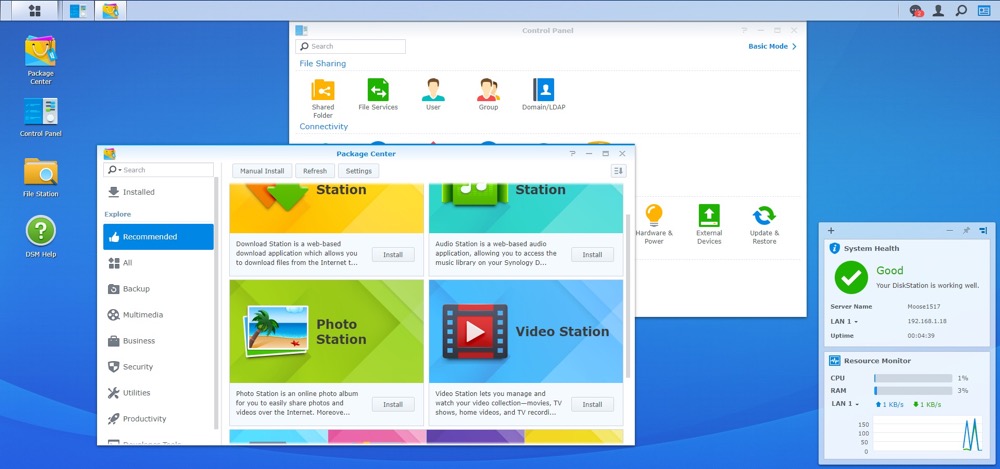 Synology's DSM 6.1 OS is easily managed via the in-depth but intuitive web interface
