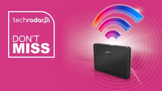 Sky Superfast hub on a pink background with white 'don't miss' text on the left
