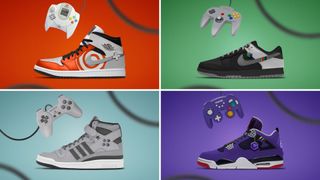 Four concept design shoes from The Sole Trader inspired by retro gaming consoles