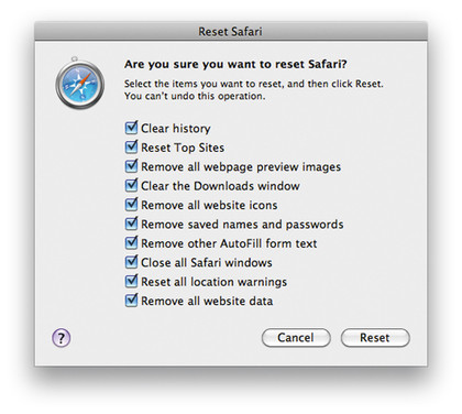 clear Safari cache