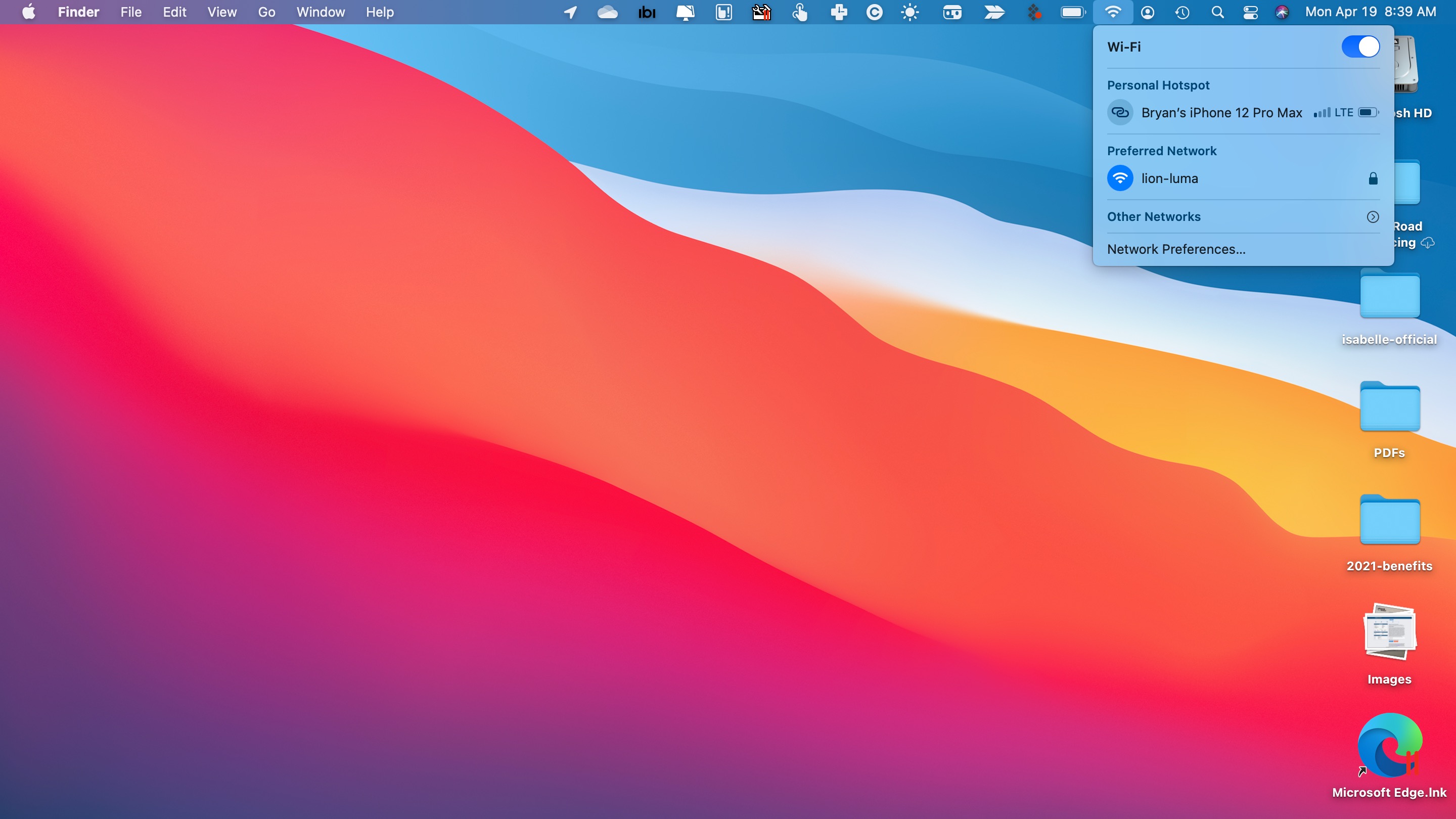 Wi-Fi setting on macOS Big Sur