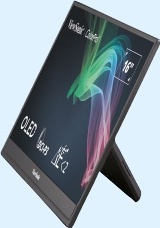 Side view of the ViewSonic VP16 OLED propped up in its standard position