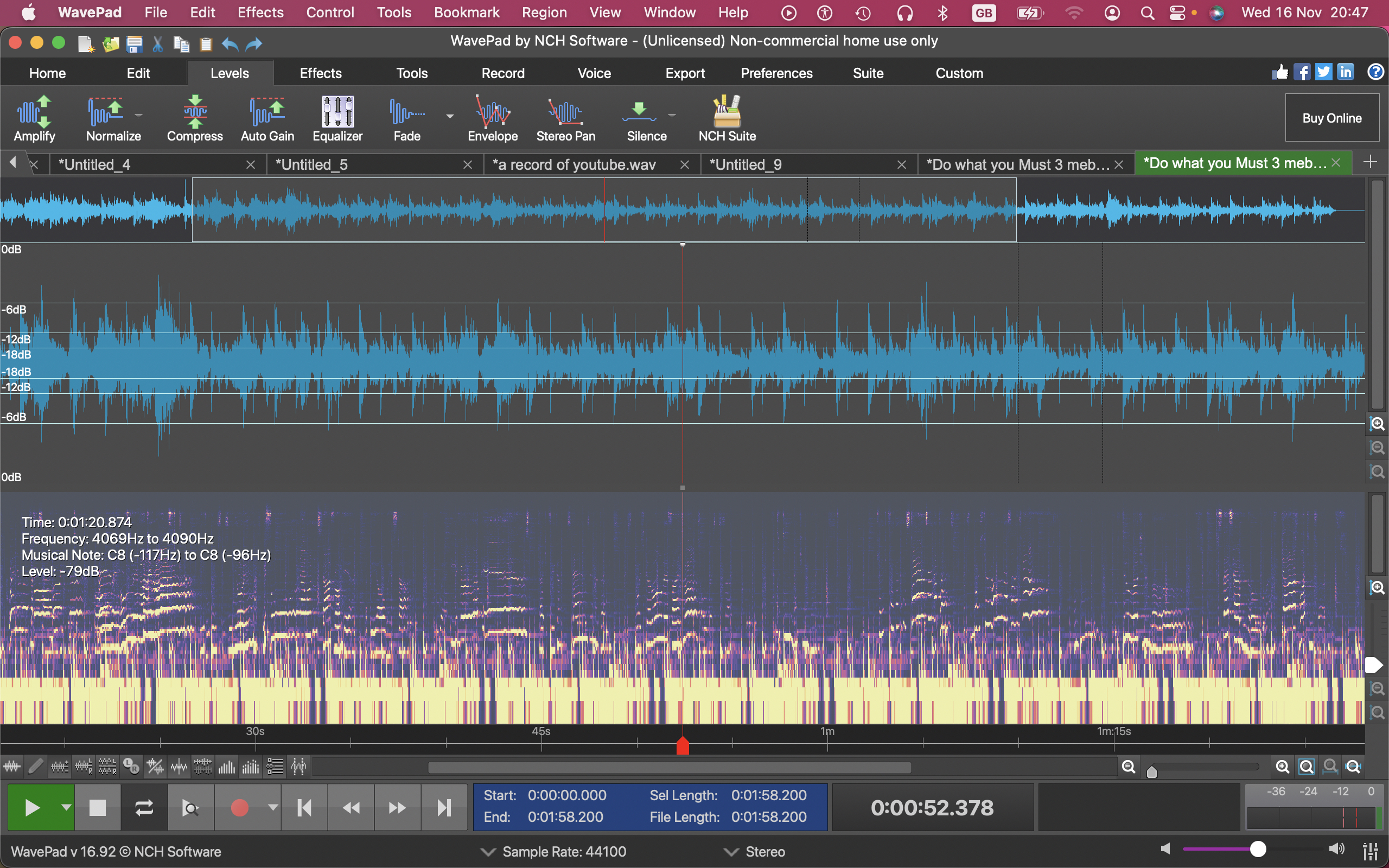 NCH Software WavePad audio editor in action