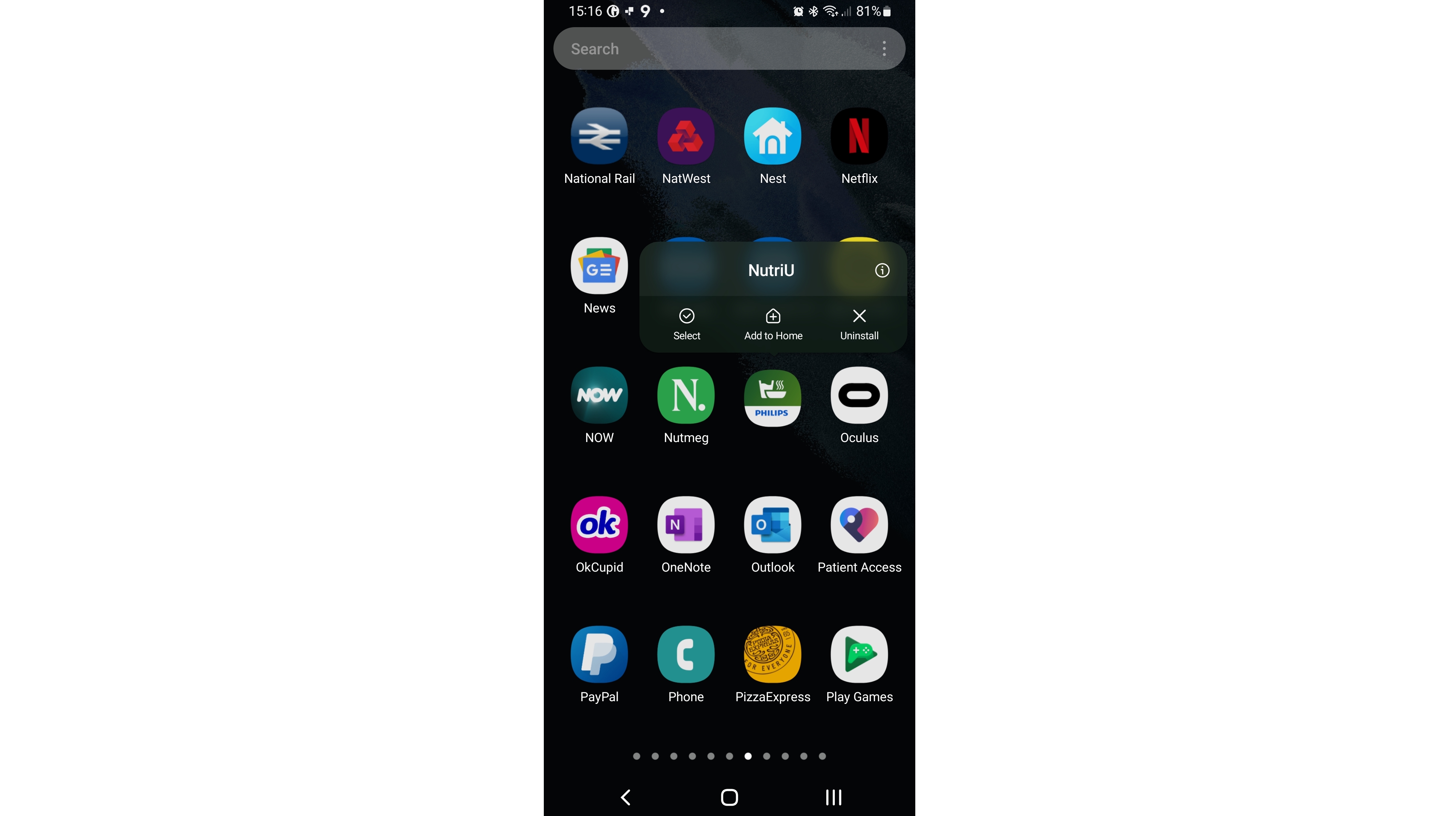 A screenshot of the app drawer on a Samsung phone