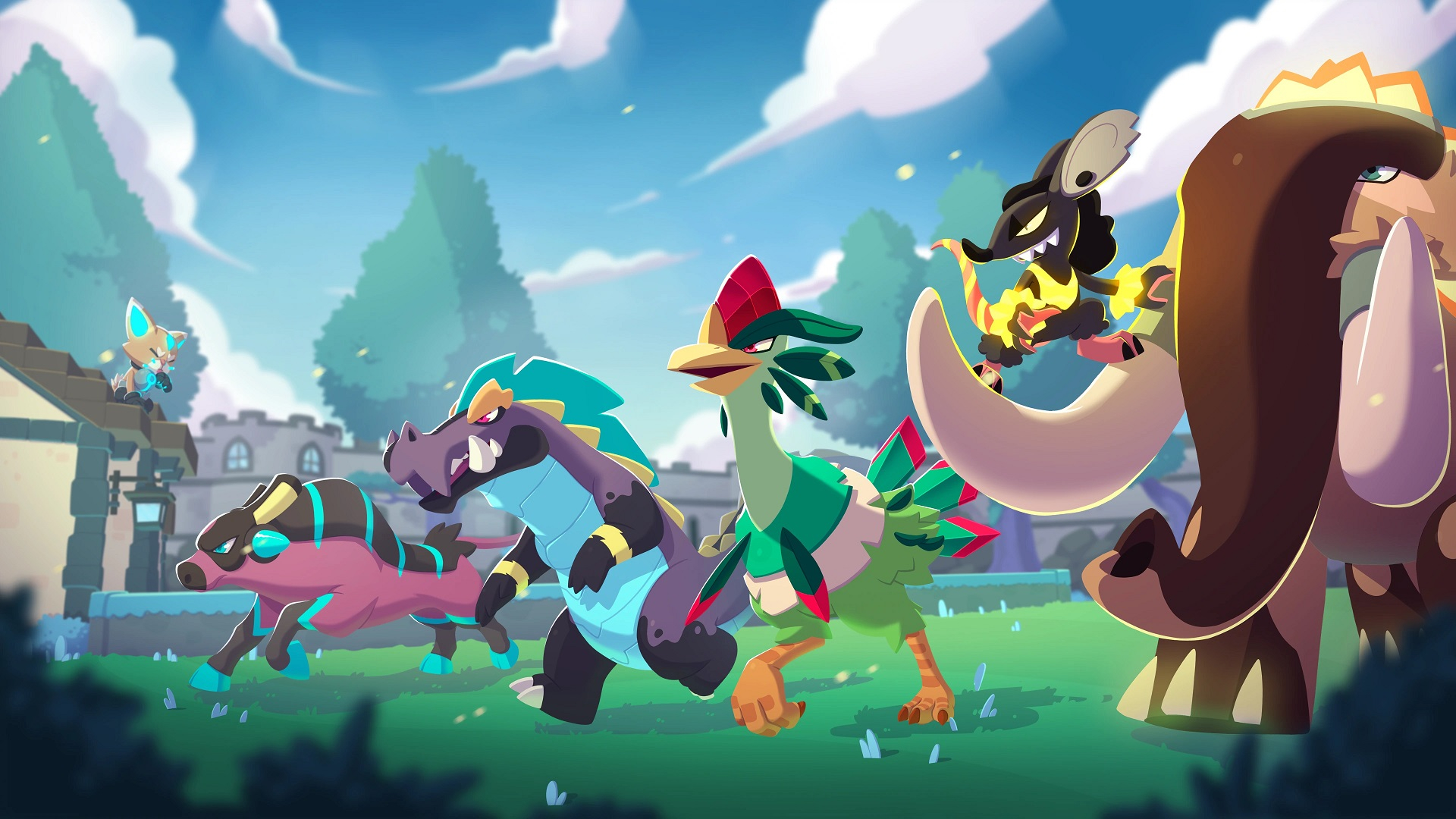 Temtem types guide: several Temtem of varying types lined up