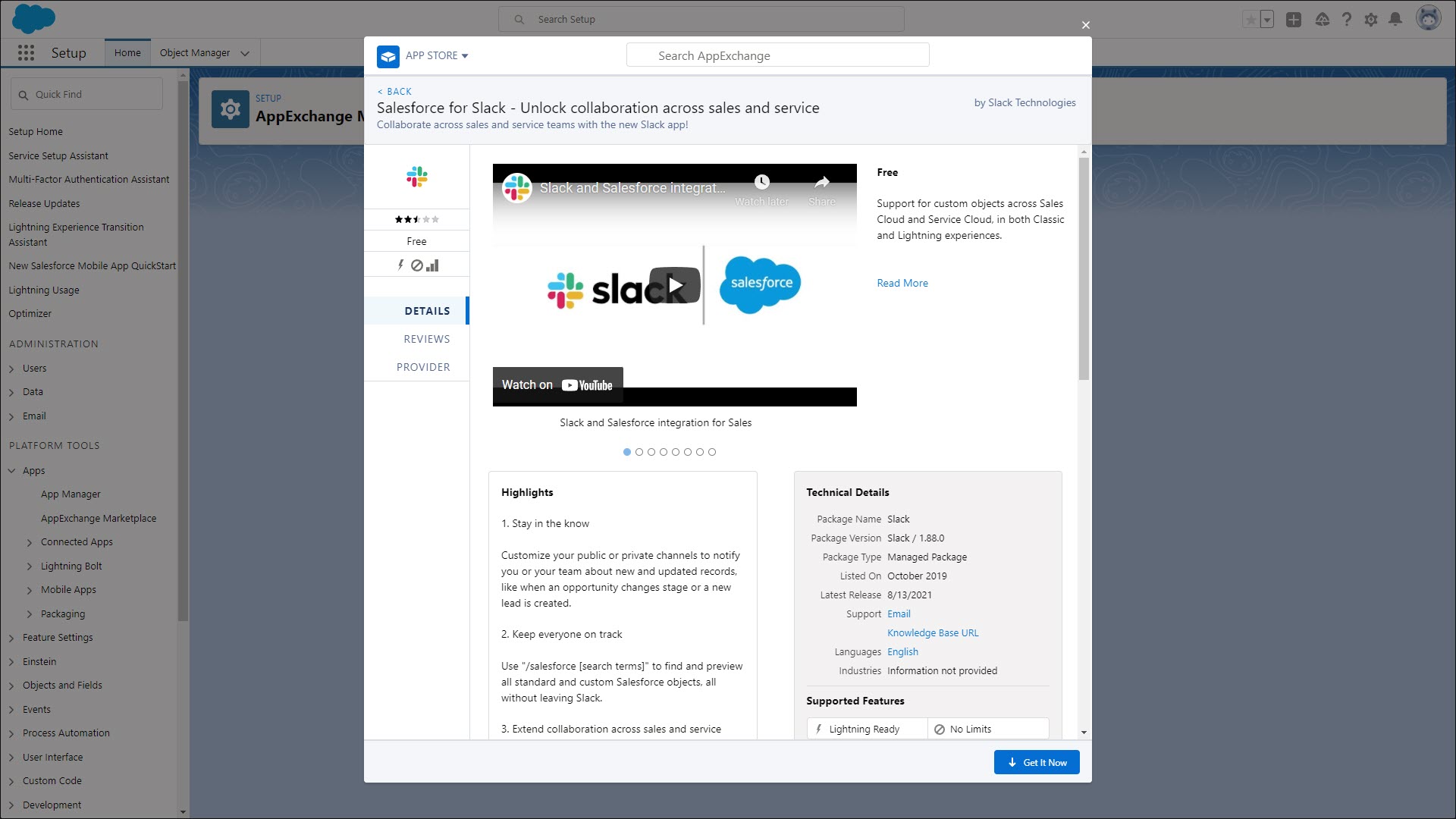 Salesforce appexchange window