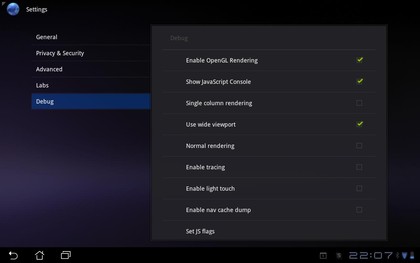 Android 3 browser
