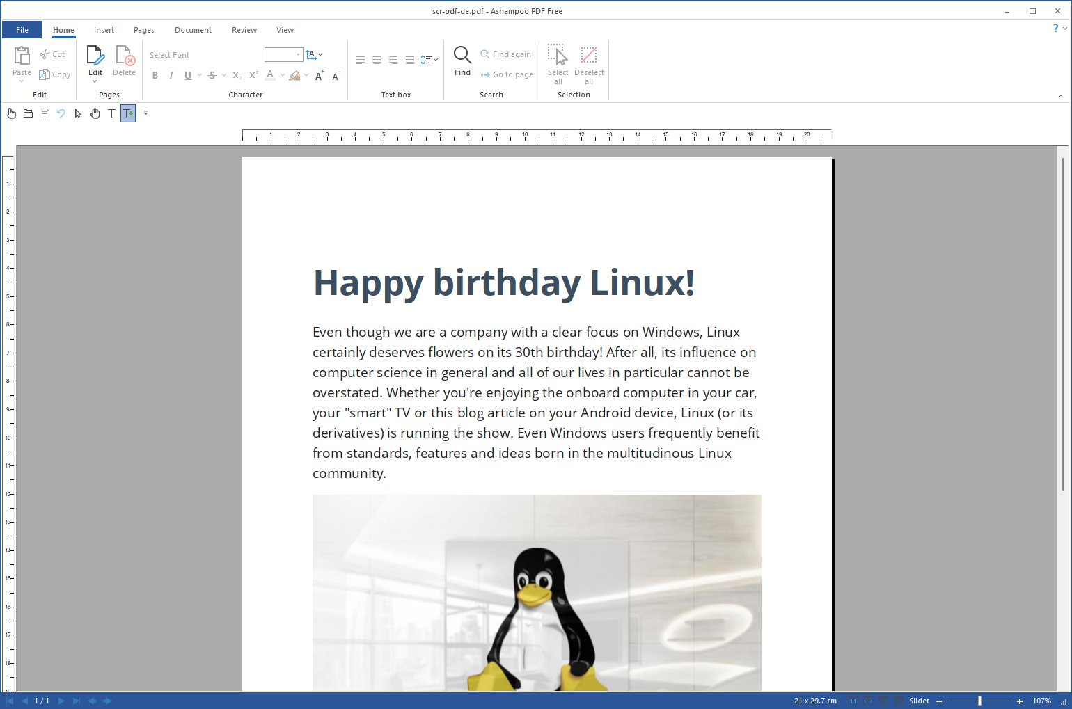 Screenshot of Ashampoo PDF Free
