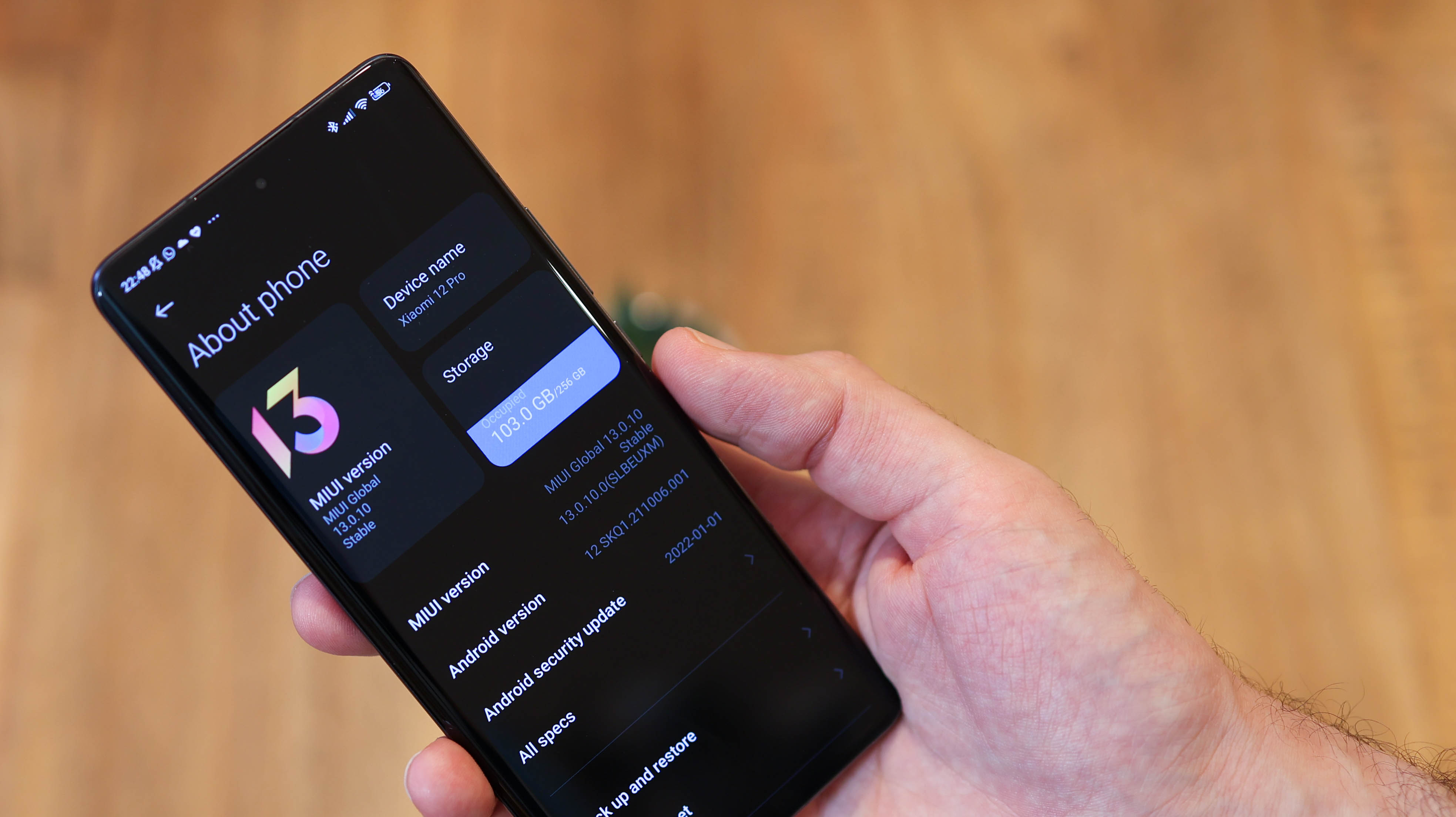 The Xiaomi 12 Pro's 'About phone' screen