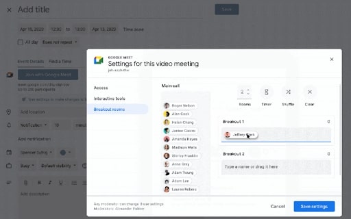 Google Meet breakout rooms