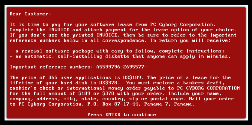 AIDS Trojan, the spread of the first ransomware in history - 35 years ago