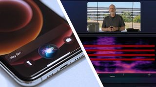An iPhone showing the Siri logo next to waveforms showing speech at WWDC 2026