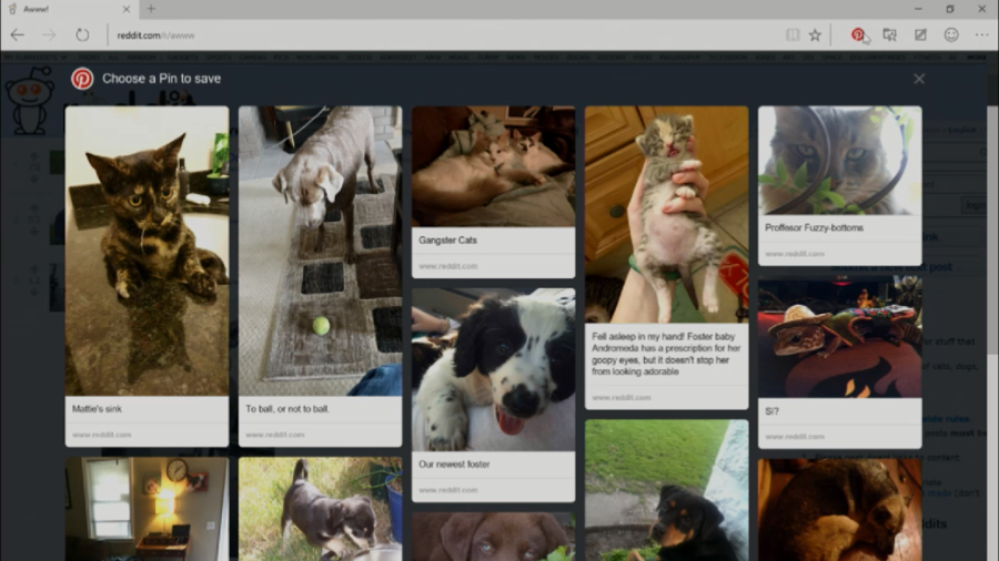 Microsoft showed the Pinterest extension running in its Edge browser