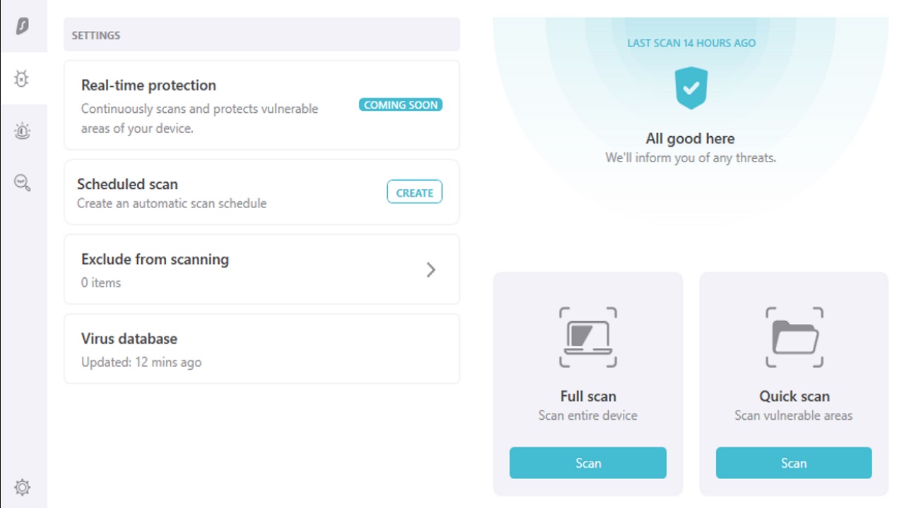Surfshark Antivirus Windows app interface