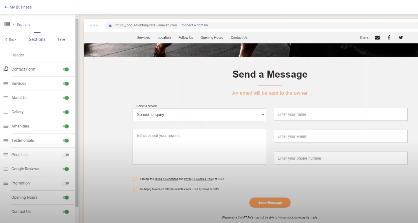 UENI website editor