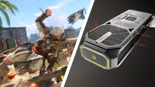 Screenshot of AC Black Flag Resynced and a Zotac RTX 5090