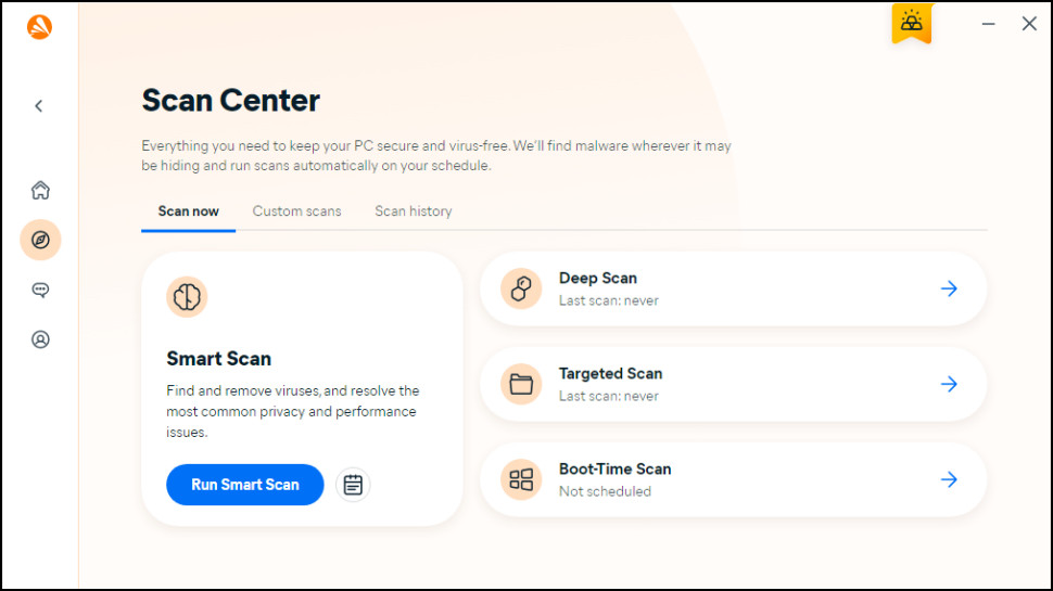 Avast One Gold: scan types.