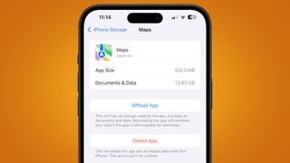 Screenshot of the Apple Maps app in iPhone storage