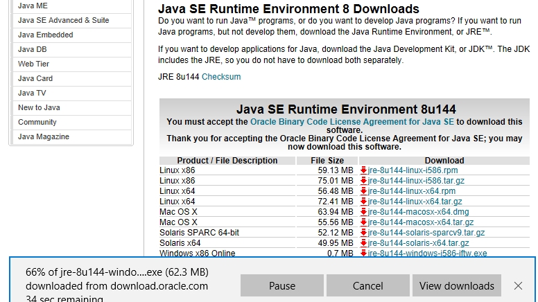 2. Install Java Runtime Environment