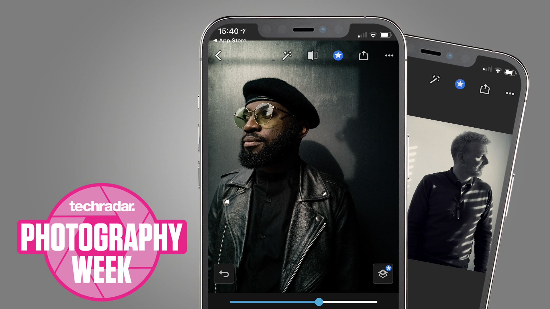 Two smartphones with portrait photos