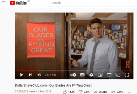 DollarShaveClub Youtube digital marketing content