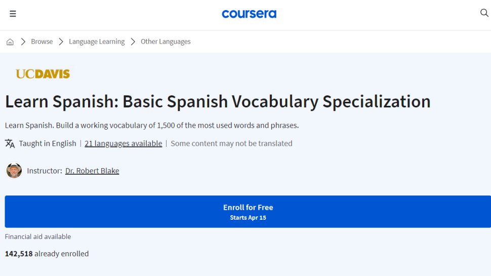 Website screenshot for Coursera