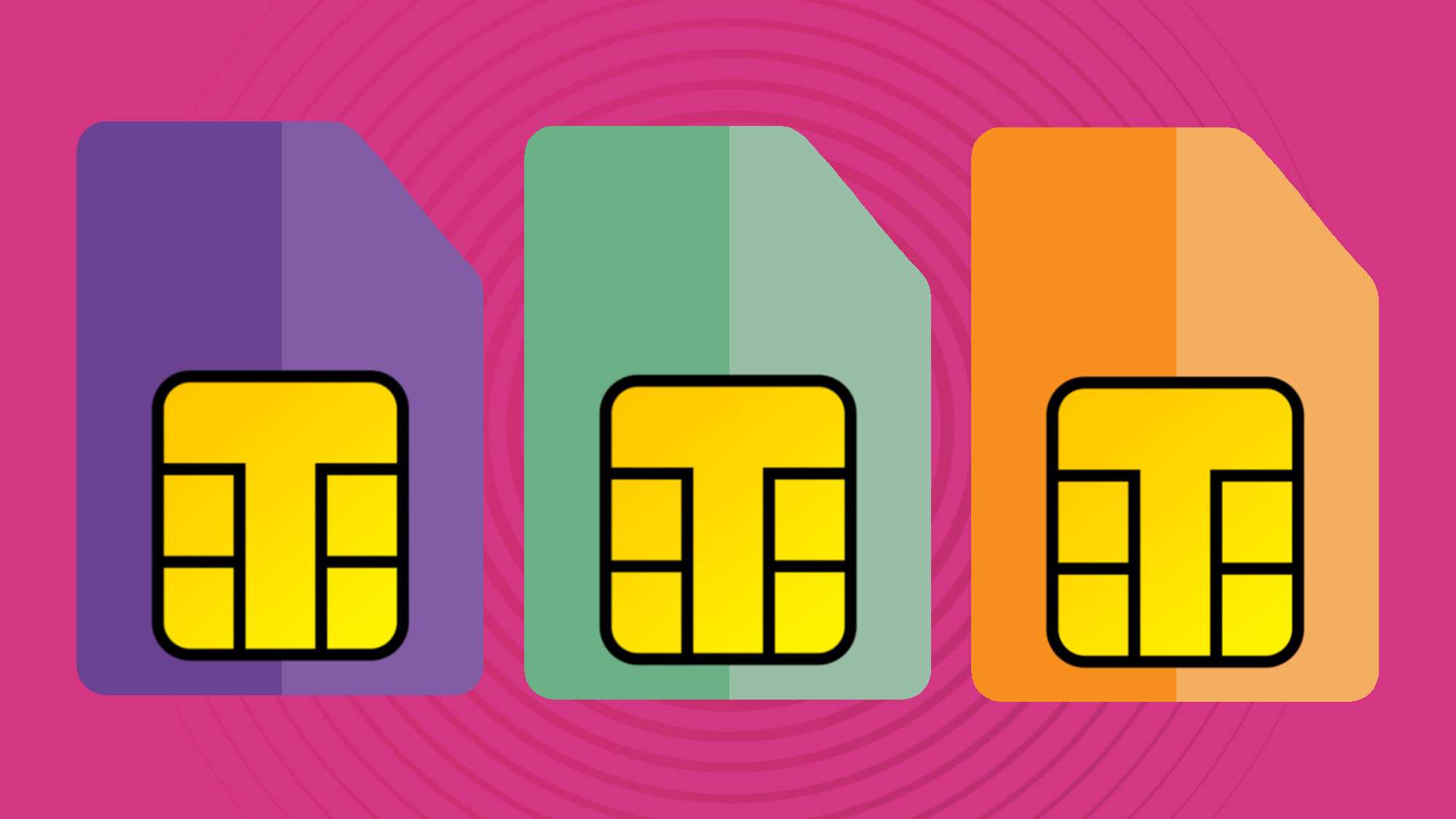 Purple, Green, and Orange background on magenta background