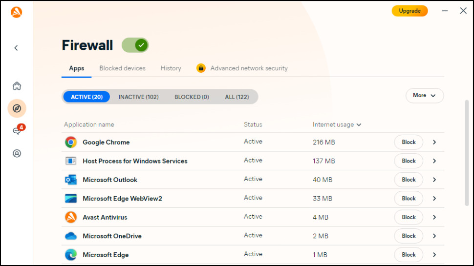 Avast One Gold: firewall