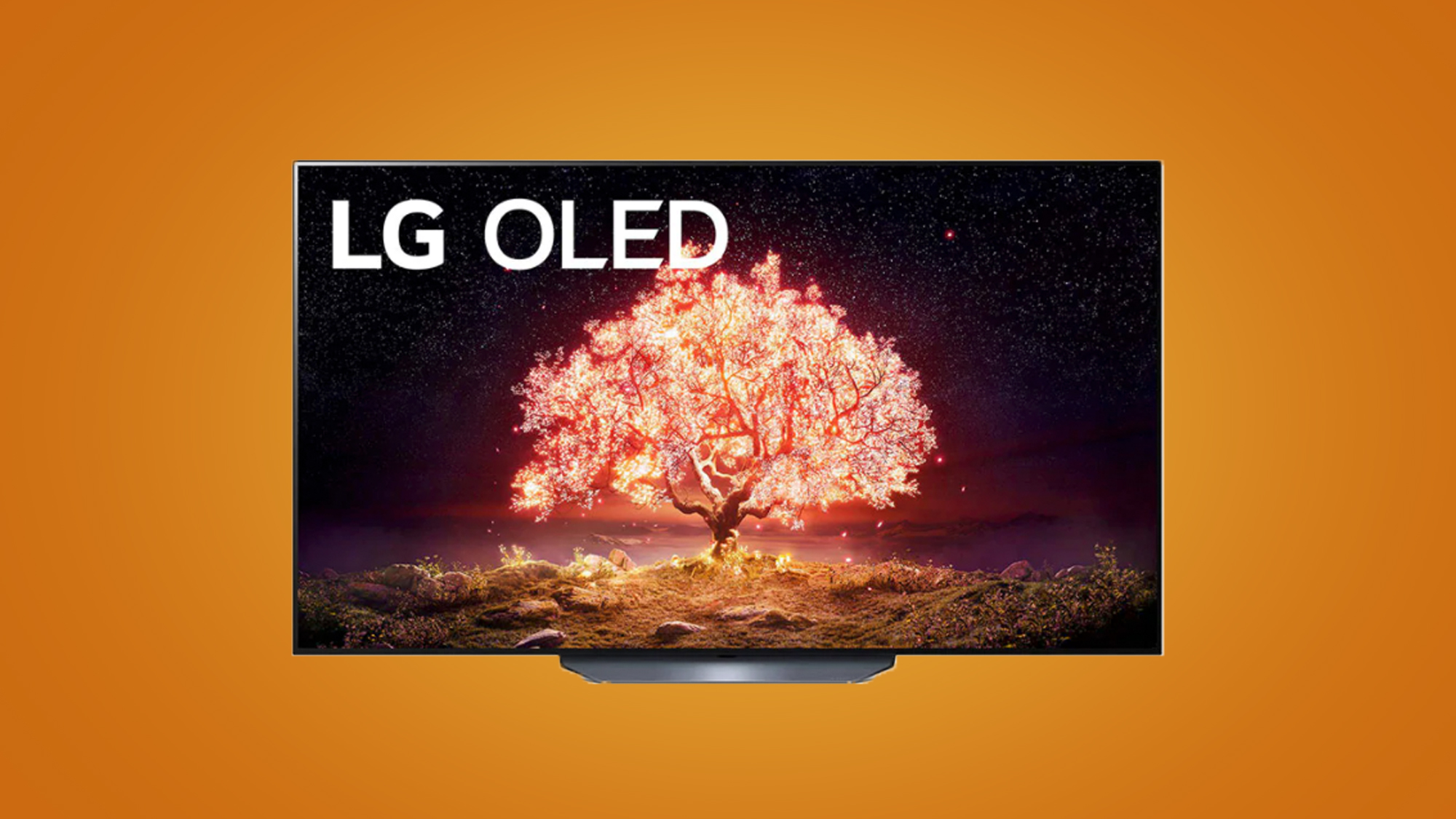 LG B1 OLED on an orange background 