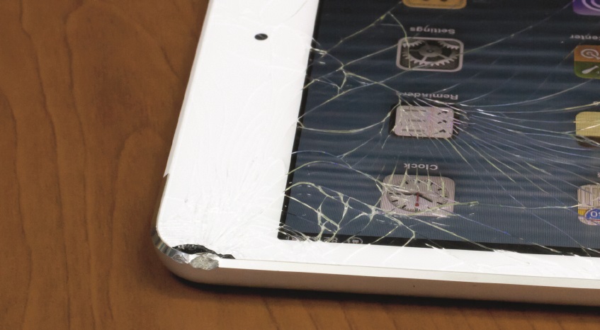 A cracked iPhone screen