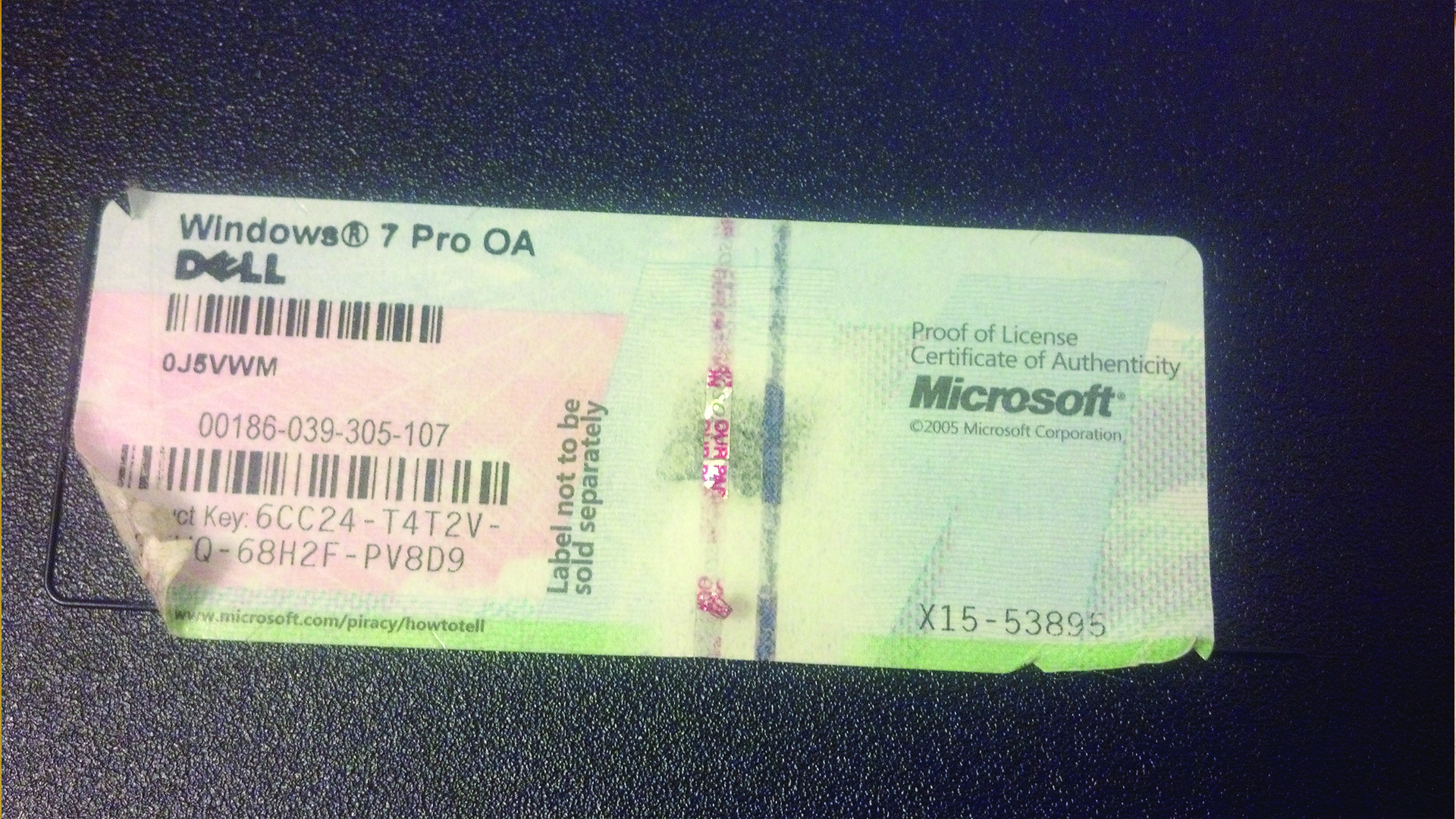 Even a Windows 7 sticker is fine as long as it carries the same key used to activate the Windows 10 installation inside