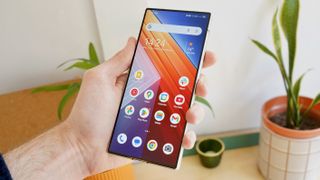 The Nubia Red Magic 10 Air being held in a hand