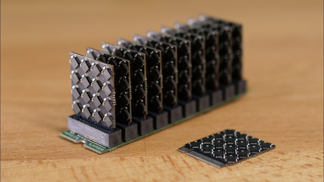 A custom-built blade holding 10 RISC-V CH570 microcontrollers