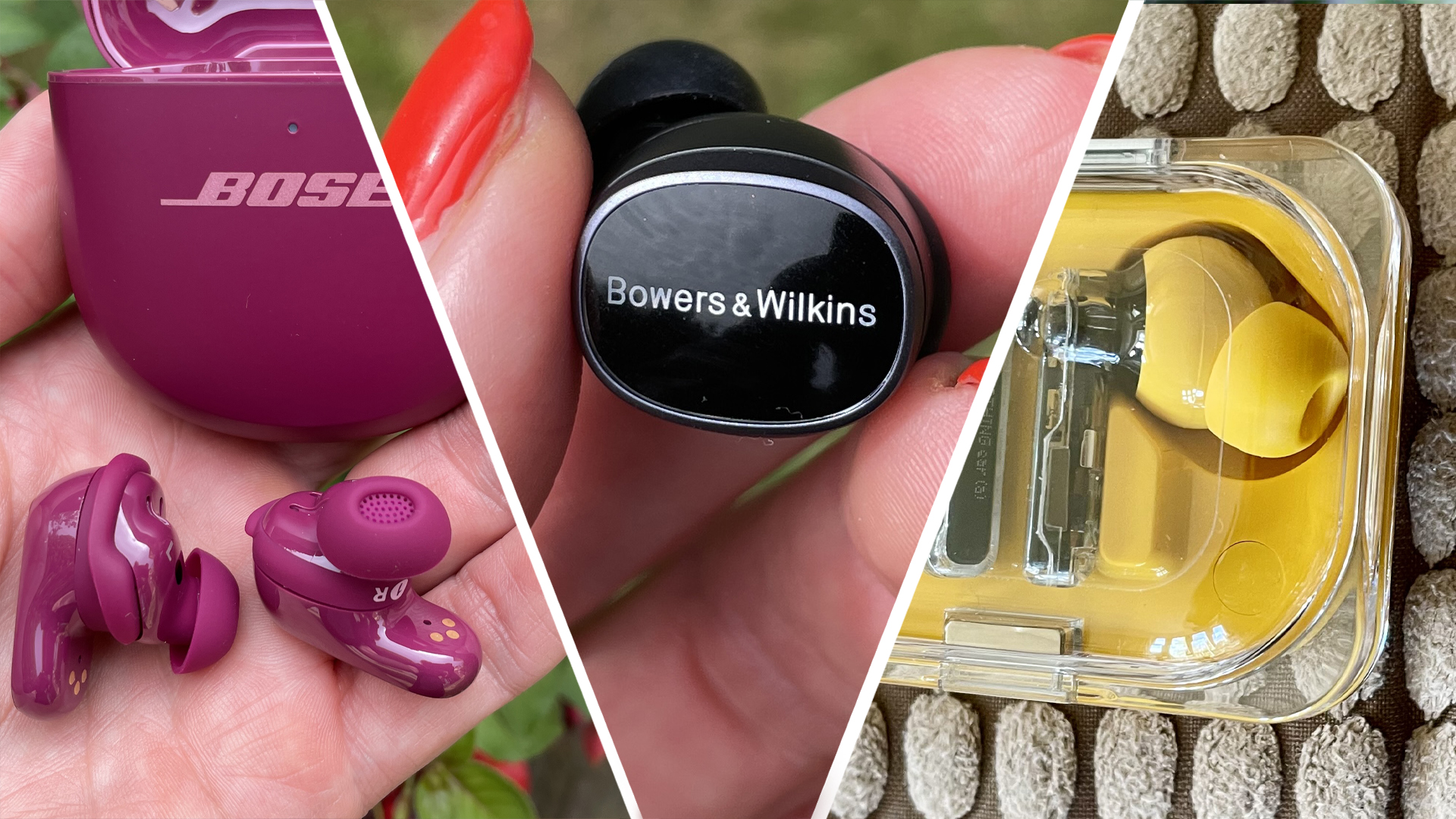 Three pairs of travel earbuds