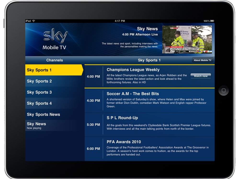Sky's Mobile TV for iPad - sexy