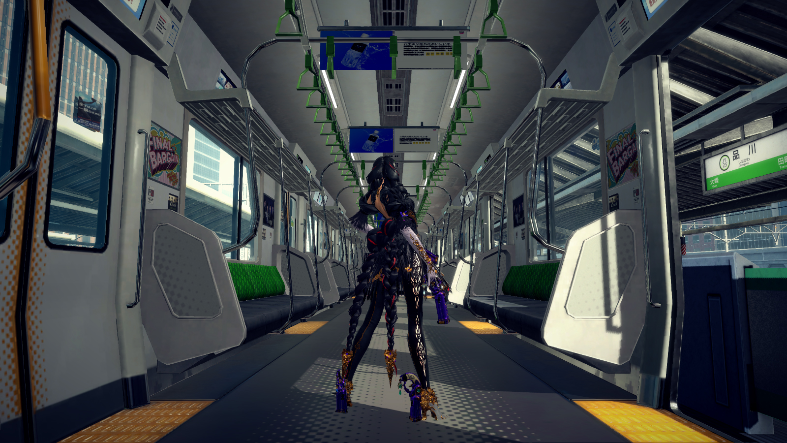 Bayonetta on a train carriage