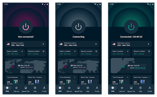 Screenshot of mobile ExpressVPN's app on dark mode