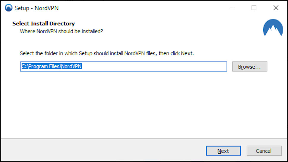 The first screen of the NordVPN app Windows installer